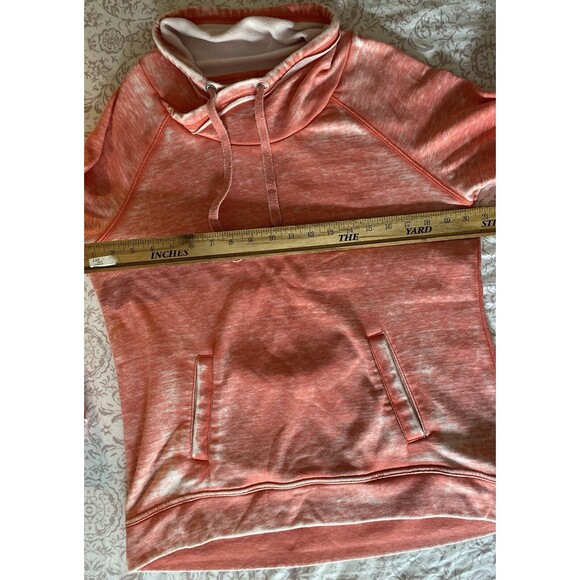 Green Tea Sweatshirt Womens M Pullover Mock Cowl Neck Pocket Mineral Wash Orange - Picture 4 of 9